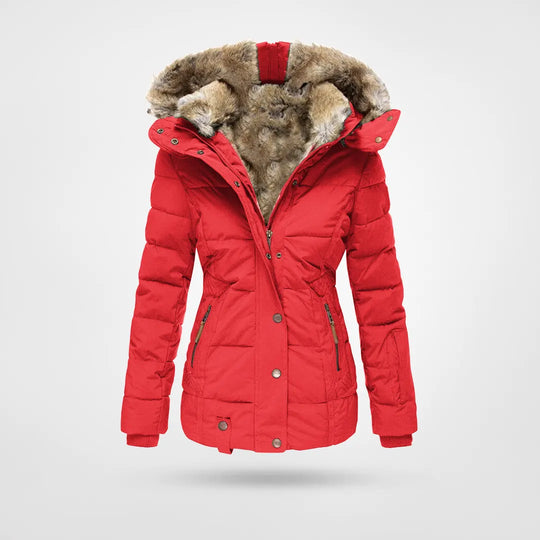 Women's Faux-Fur Hooded Puffer Jacket - Insulated for Cold Weather