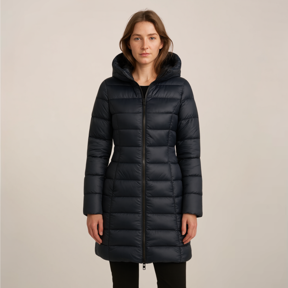 Women's Hooded Long Puffer Jacket for Winter Adventures