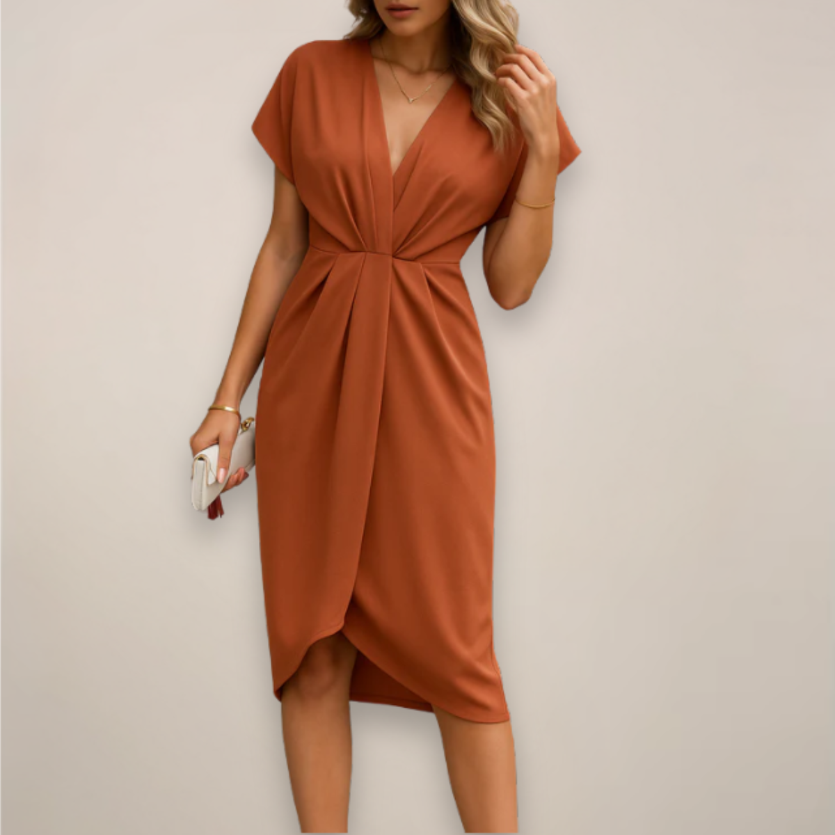Chic Midi Wrap Kjole for Hver Anledning
