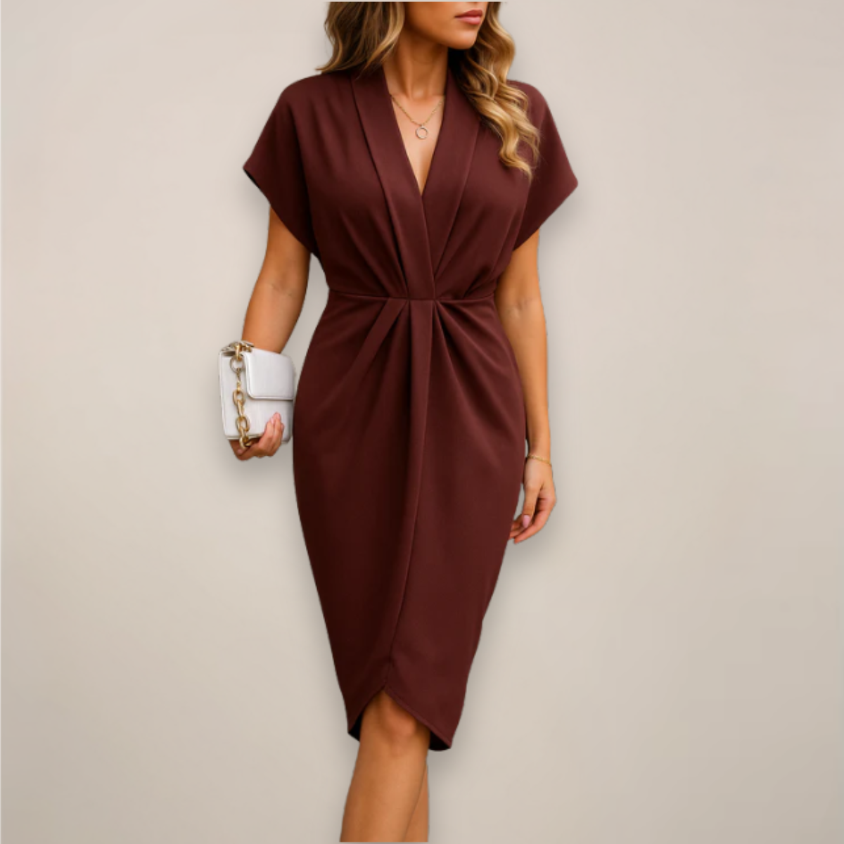 Chic Midi Wrap Kjole for Hver Anledning