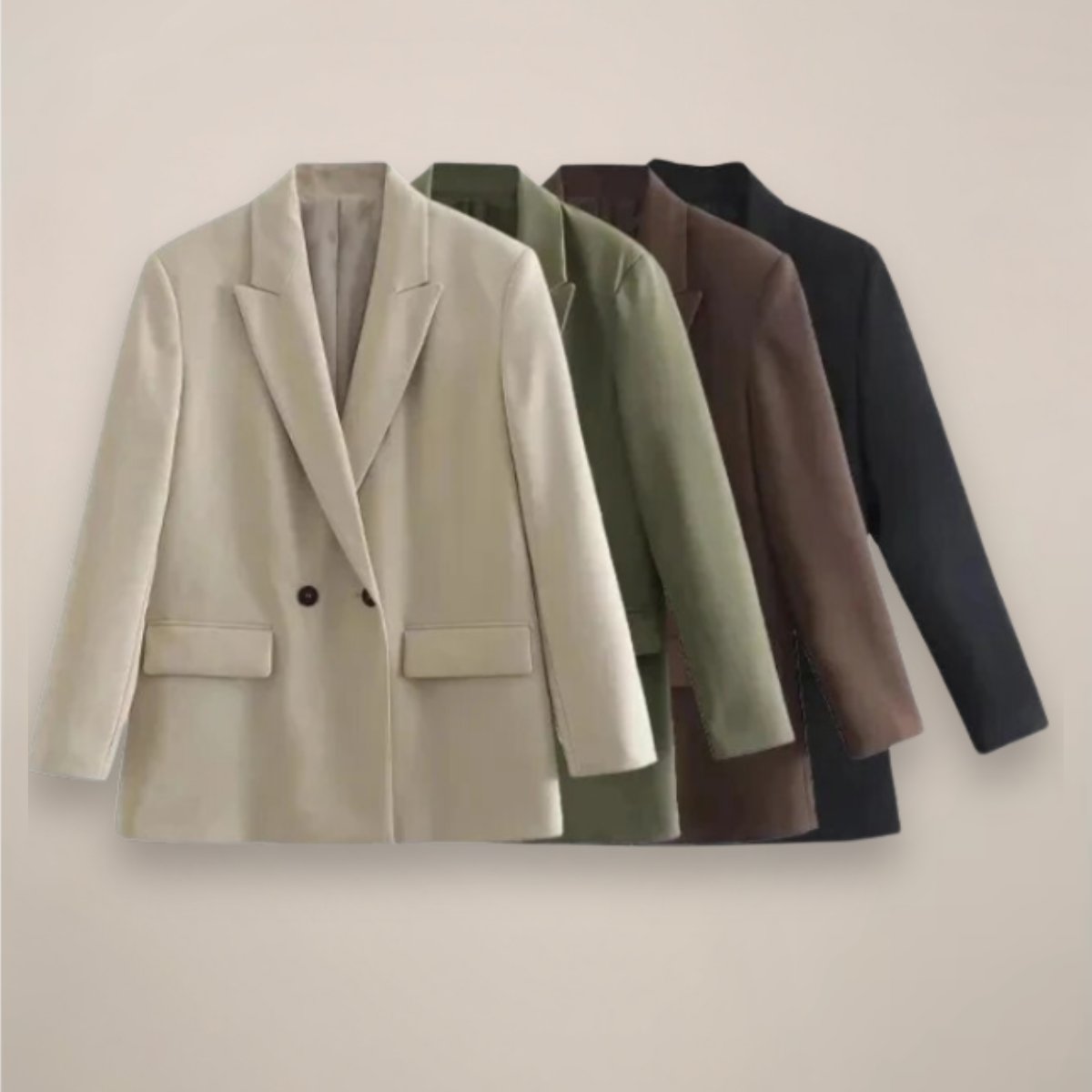 Chic Oversized Dobbelbrystet Blazer for Høst/Vinter