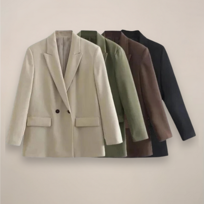 Chic Oversized Dobbelknappet Blazer for Høst/Vinter
