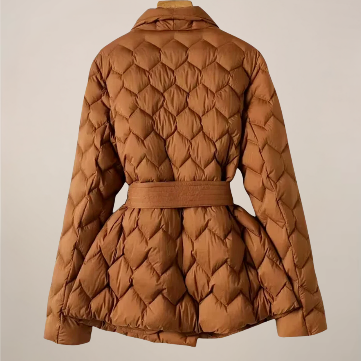 Quilted Women's Puffer Jacket with Belted Waist