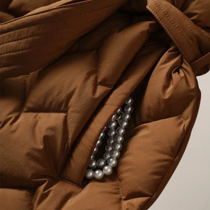 Quiltet Dame Pufferjakke med Belte i Midjen