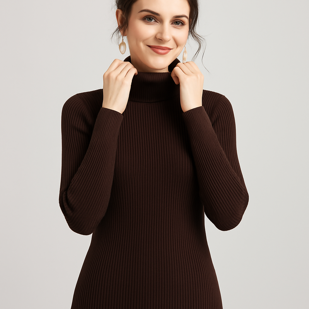 Chic Ribb Turtleneck Genser for Hver Anledning