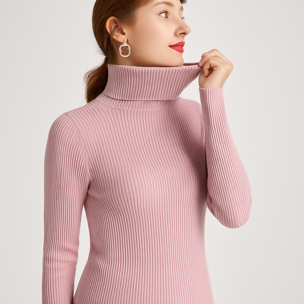 Chic Ribb Turtleneck Genser for Hver Anledning