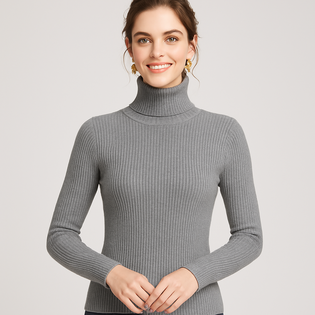 Chic Ribb Turtleneck Genser for Hver Anledning