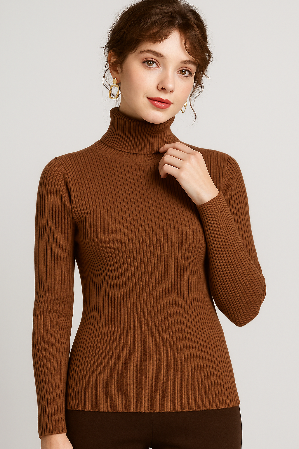 Chic Ribb Turtleneck Genser for Hver Anledning