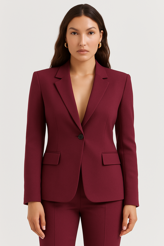 Chic Vinrød Blazer for Kvinner – Stilren Slim Fit