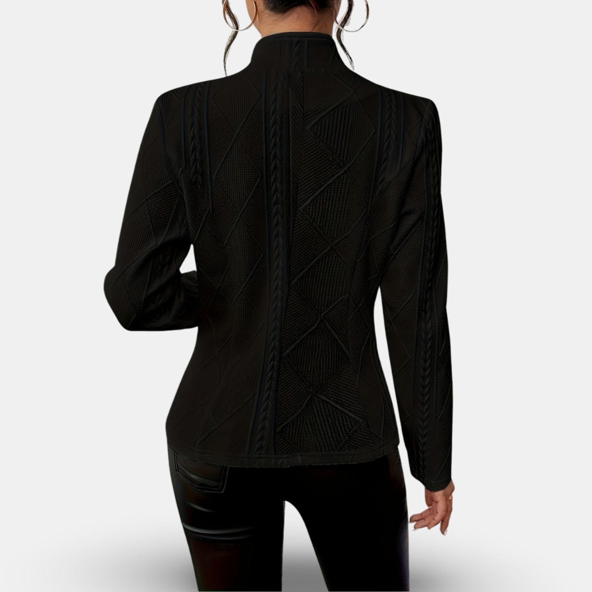 Chic Teksturert Blazer med Geometrisk Design for Enhver Anledning