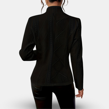Chic Teksturert Blazer med Geometrisk Design for Enhver Anledning