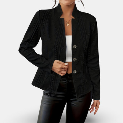 Chic Teksturert Blazer med Geometrisk Design for Enhver Anledning