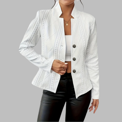 Chic Teksturert Blazer med Geometrisk Design for Enhver Anledning