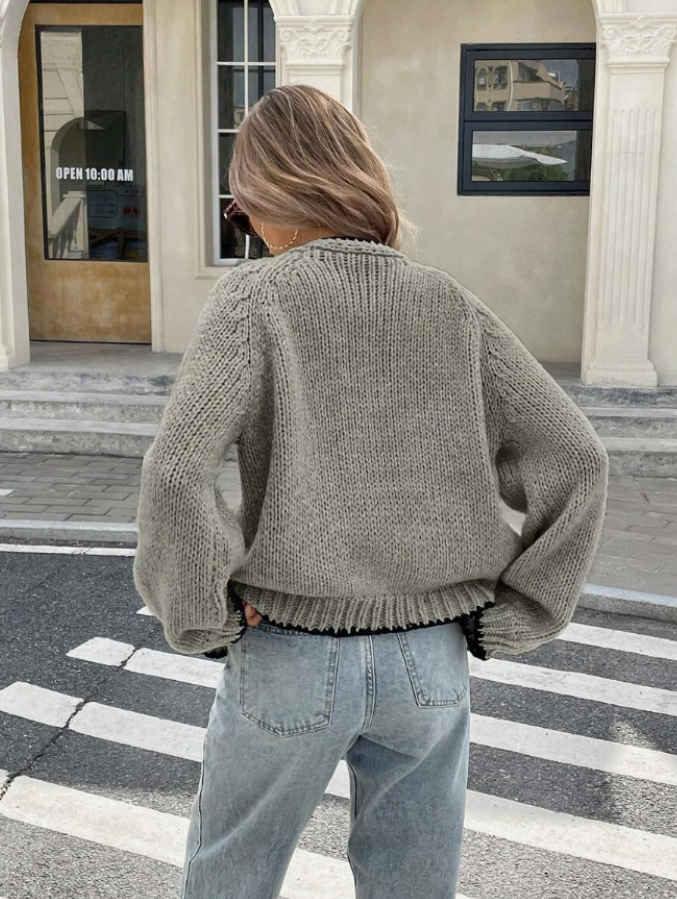 Chic Kuttet Strikket Cardigan for Hverdagsbruk