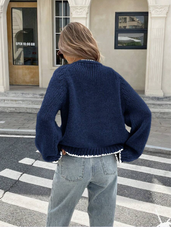 Chic Kuttet Strikket Cardigan for Hverdagsbruk