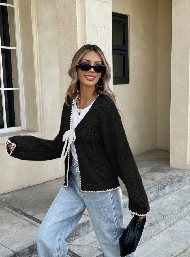 Chic Kuttet Strikket Cardigan for Hverdagsbruk