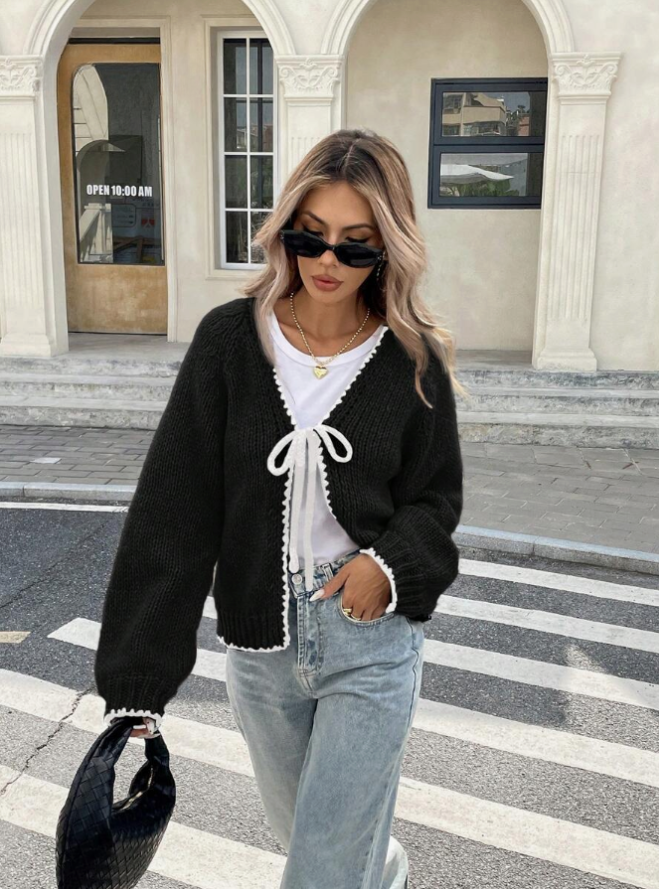 Chic Kuttet Strikket Cardigan for Hverdagsbruk