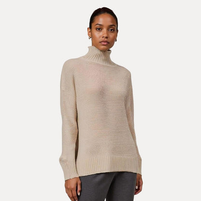 Chic Dame Turtleneck Genser med Sideslitt Hem