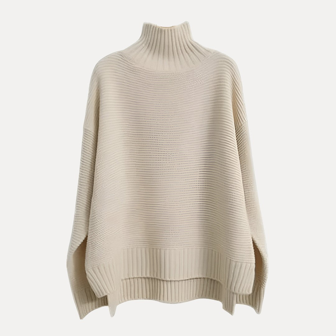 Chic Dame Turtleneck Genser med Sideslitt Hem