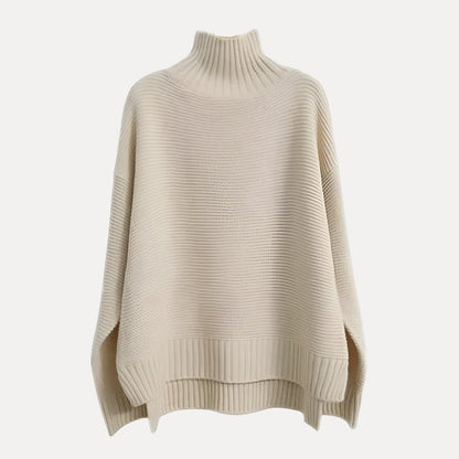 Chic Dame Turtleneck Genser med Sideslitt Hem