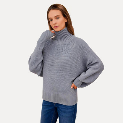Chic Dame Turtleneck Genser med Sideslitt Hem
