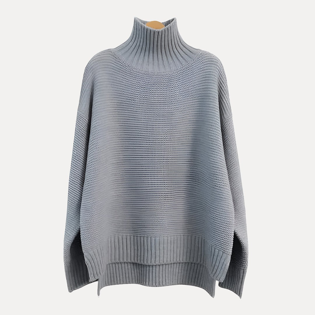 Chic Dame Turtleneck Genser med Sideslitt Hem