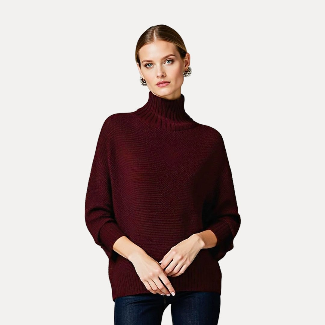 Chic Dame Turtleneck Genser med Sideslitt Hem