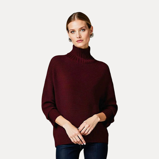 Chic Dame Turtleneck Genser med Sideslitt Hem