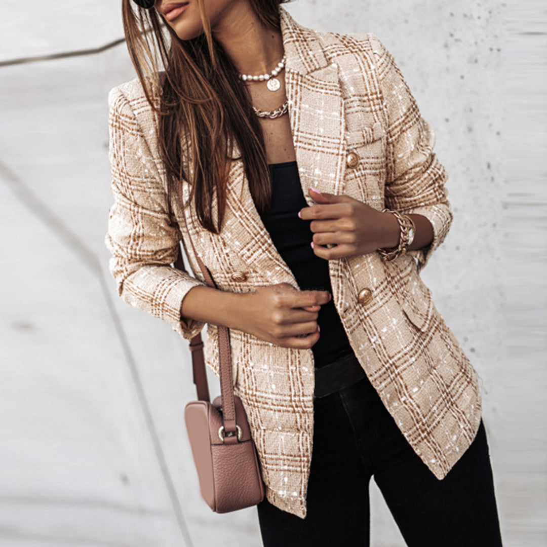 Chic Tweed Rutet Blazer for Stilige Anledninger
