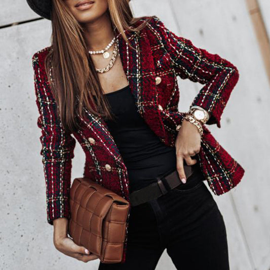 Chic Tweed Rutet Blazer for Stilige Anledninger