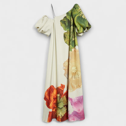 Blomstrete Asymmetrisk Maxi Kjole for Arrangementer