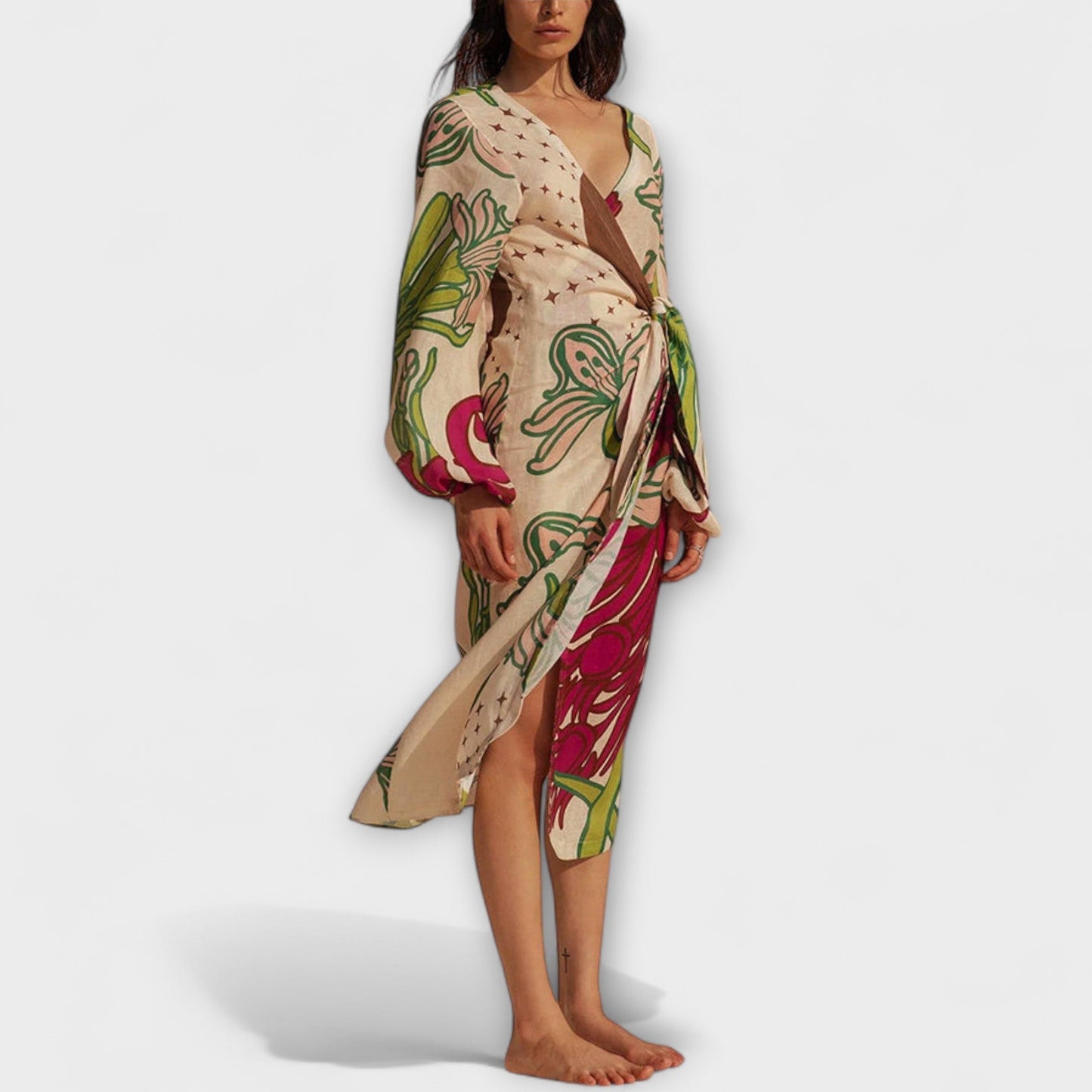 Tracey - Stilig Maxi Kjole med Slips for Enhver Anledning