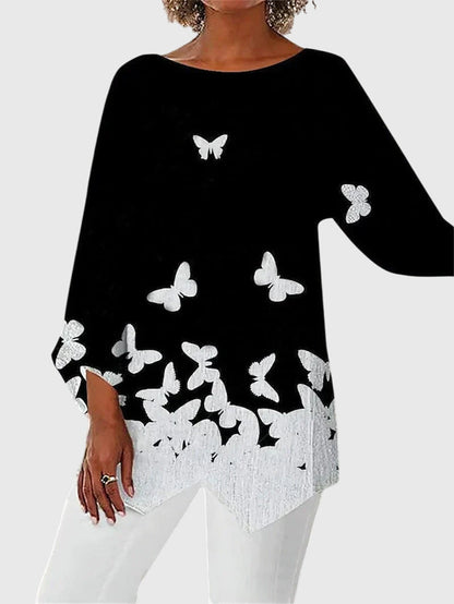 Alayah™ | Chic Crew Neck Bluse for Hverdagsbruk