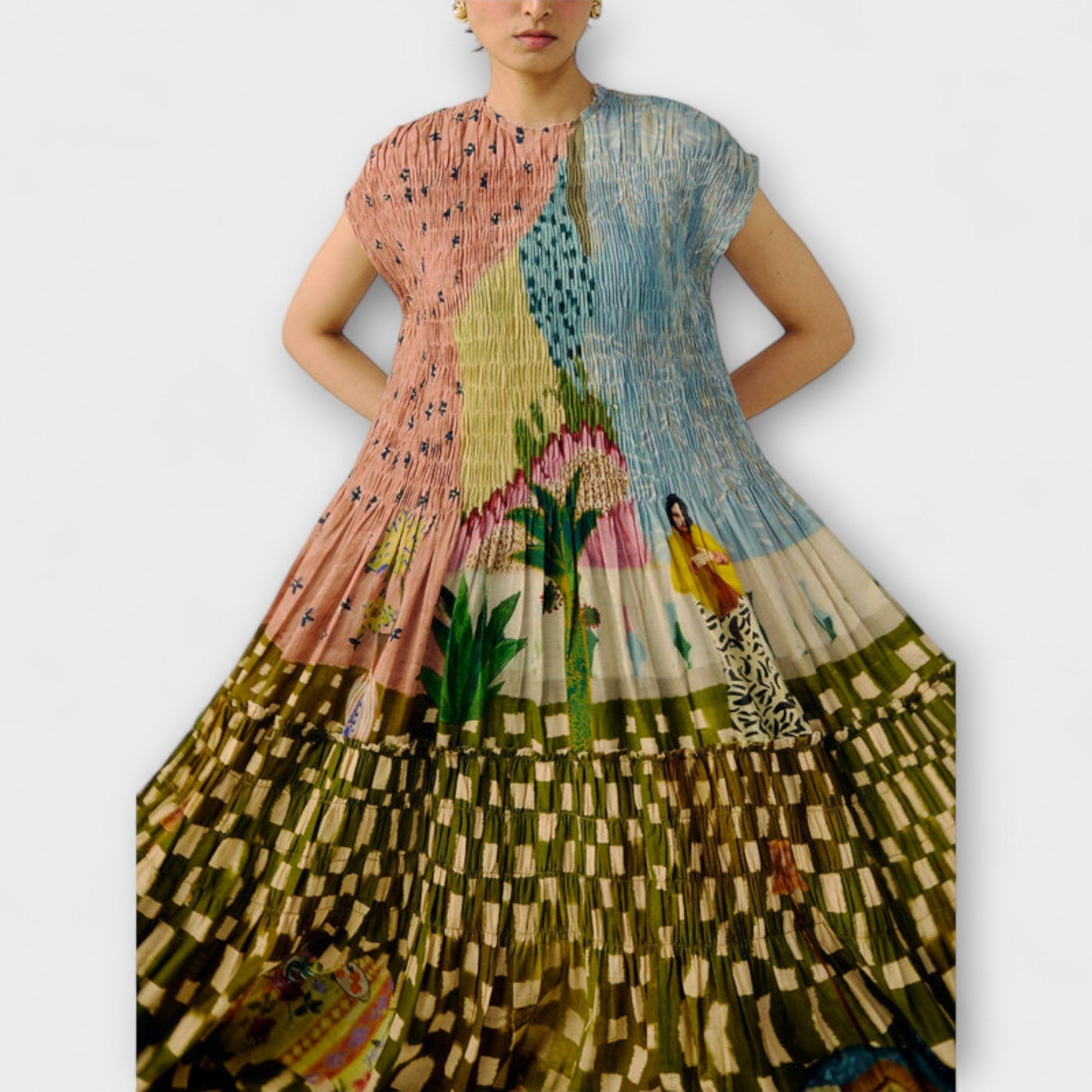 Amara Dyreprint Plisserte Kjole for Stilige Anledninger