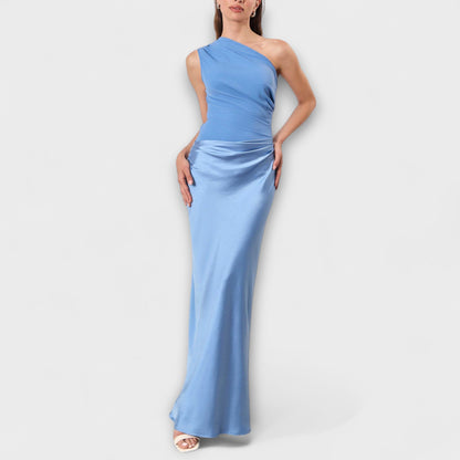 Chic One-Shoulder Plisserte Ballkjole for Spesielle Anledninger