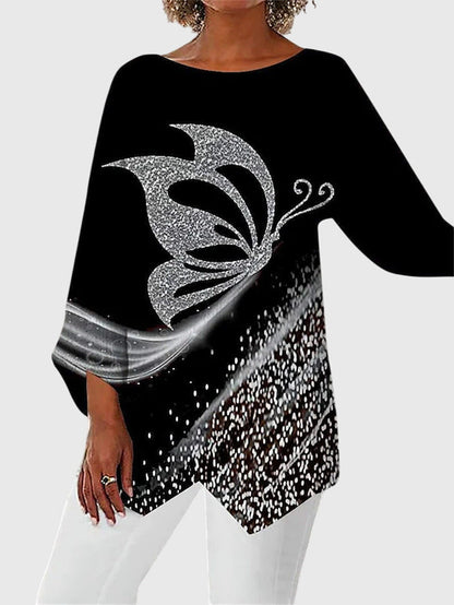 Alayah™ | Chic Crew Neck Bluse for Hverdagsbruk