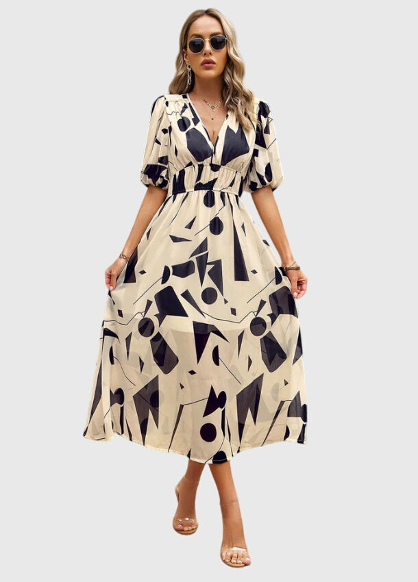 Chic Blomstrete Midi Kjole for Enhver Anledning