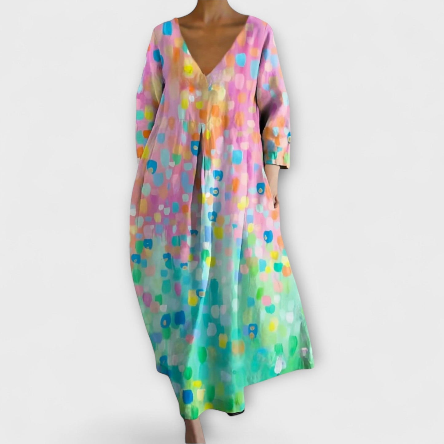 Vibrant V-Hals Maxi Kjole for Alle Anledninger