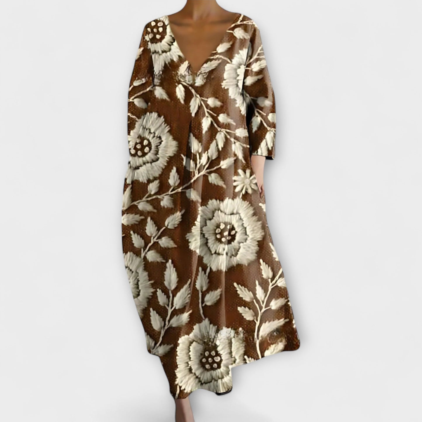 Vibrant V-Hals Maxi Kjole for Alle Anledninger