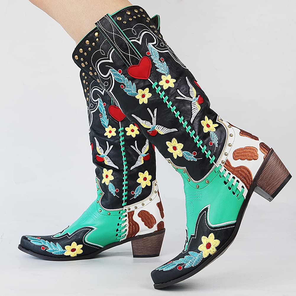 Claire | Stilige Kvinners Broderte Cowboy Boots for Enhver Anledning