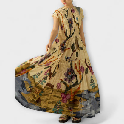 Amara Dyreprint Plisserte Kjole for Stilige Anledninger