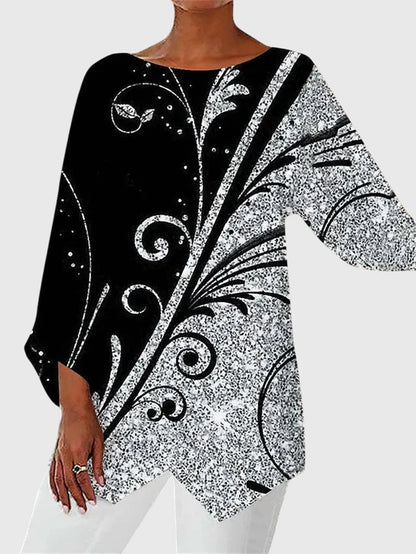 Alayah™ | Chic Crew Neck Bluse for Hverdagsbruk