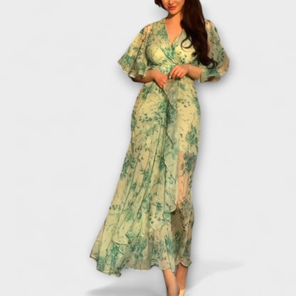 Blomstrete V-hals Kjole for Alle Anledninger