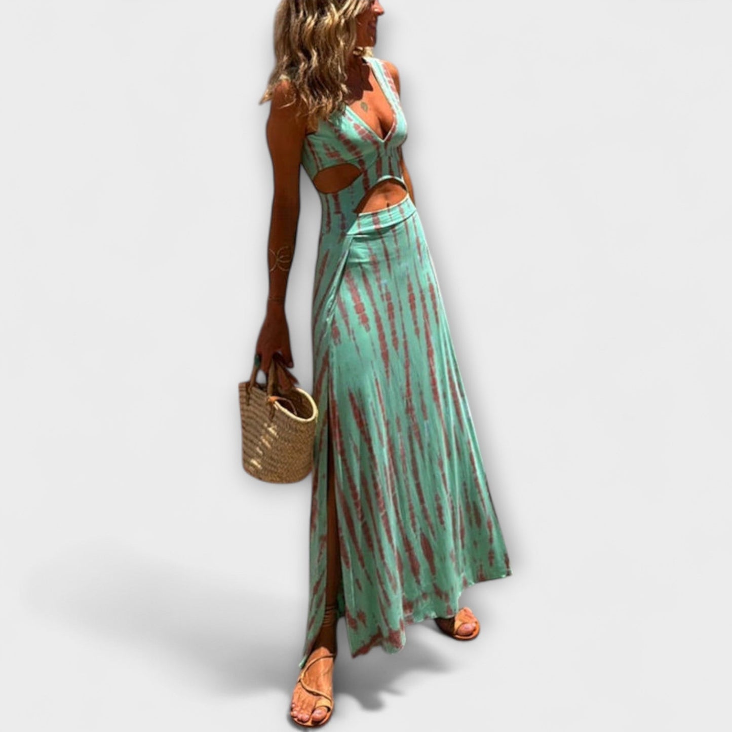 Ella Eleanor Tie-Dye Cutout Stretch Dress for Events