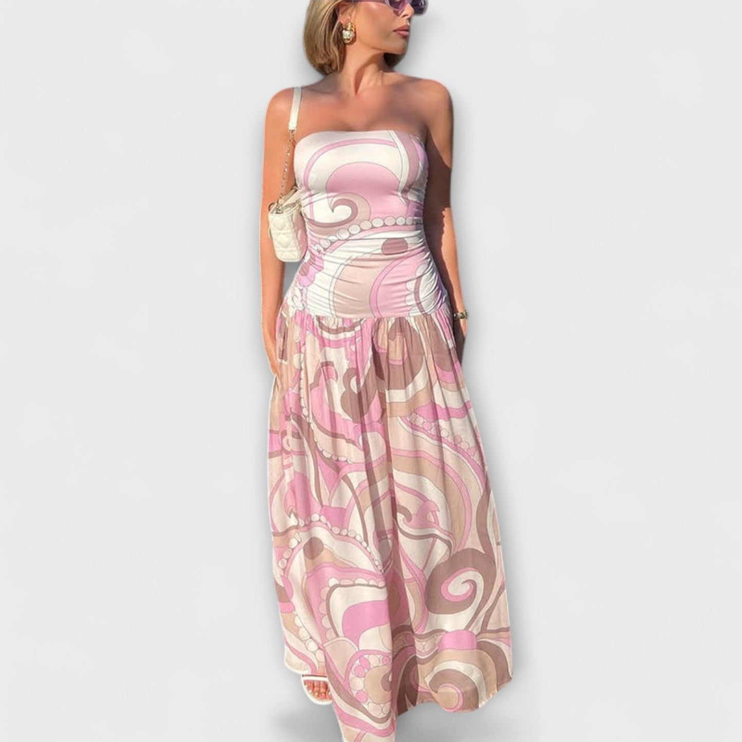 Pastell Off-Shoulder Maxi Kjole for Sommerarrangementer