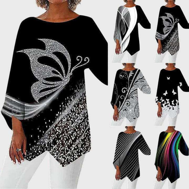 Alayah™ | Chic Crew Neck Bluse for Hverdagsbruk