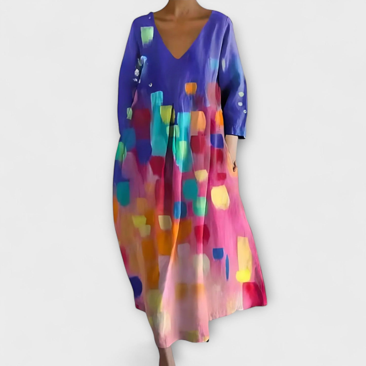 Vibrant V-Hals Maxi Kjole for Alle Anledninger