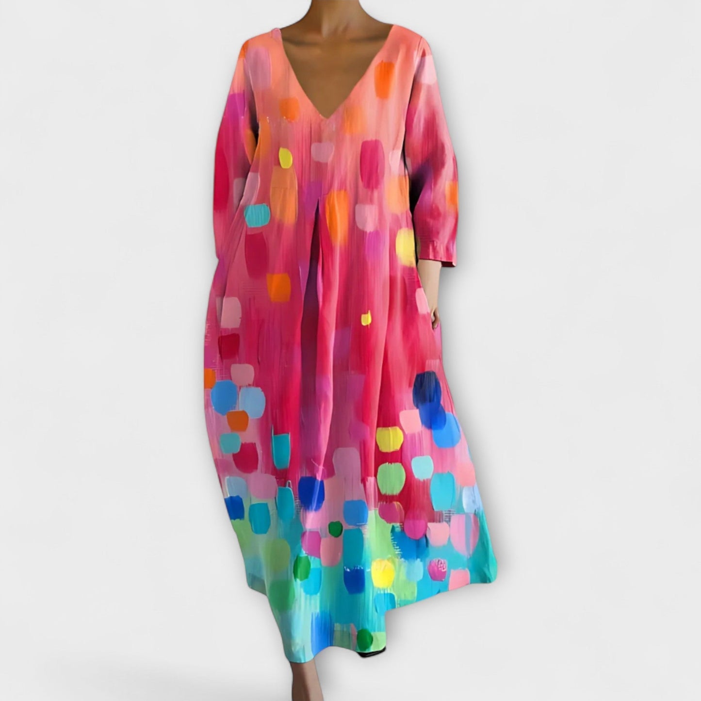 Vibrant V-Hals Maxi Kjole for Alle Anledninger