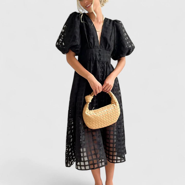 Elanqi | Chic Midi Kjole for Enhver Anledning