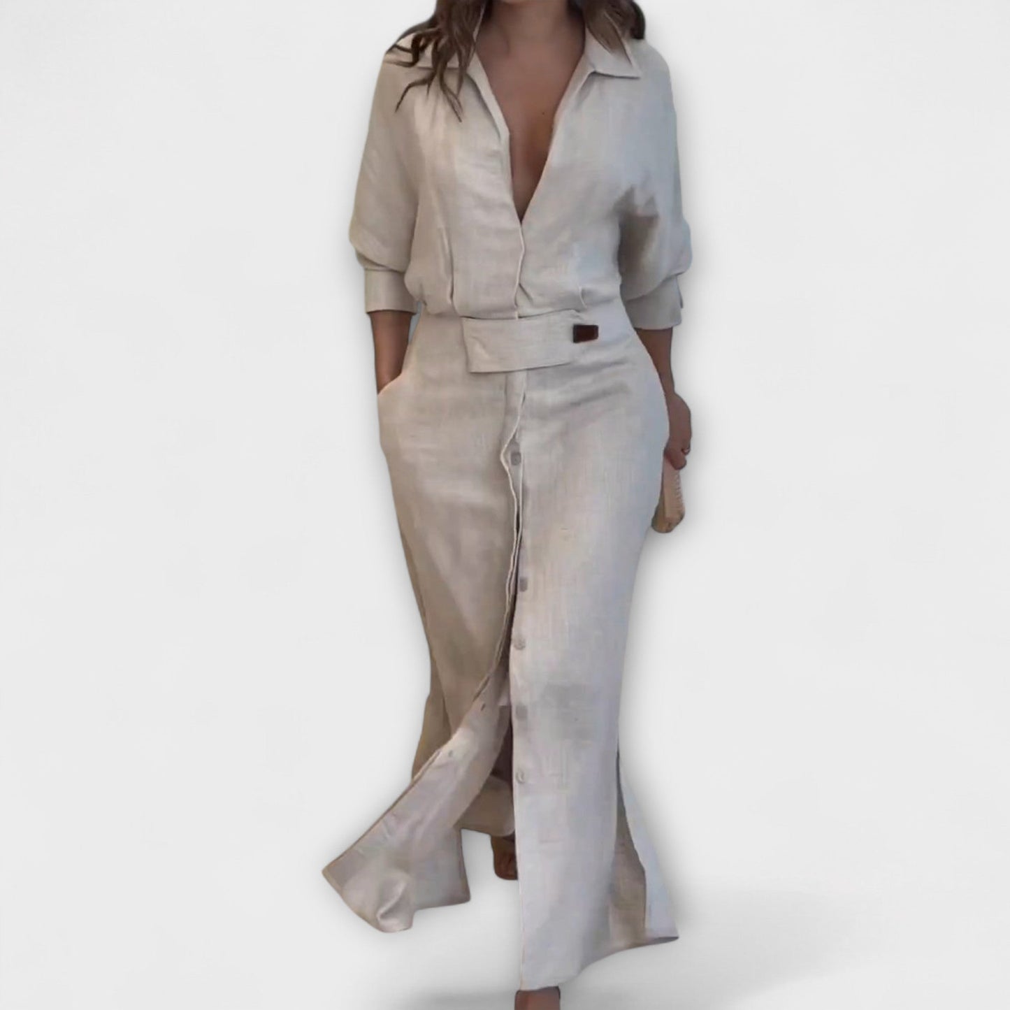 Jeanette V-Hals Maxi Kjole for Spesielle Anledninger